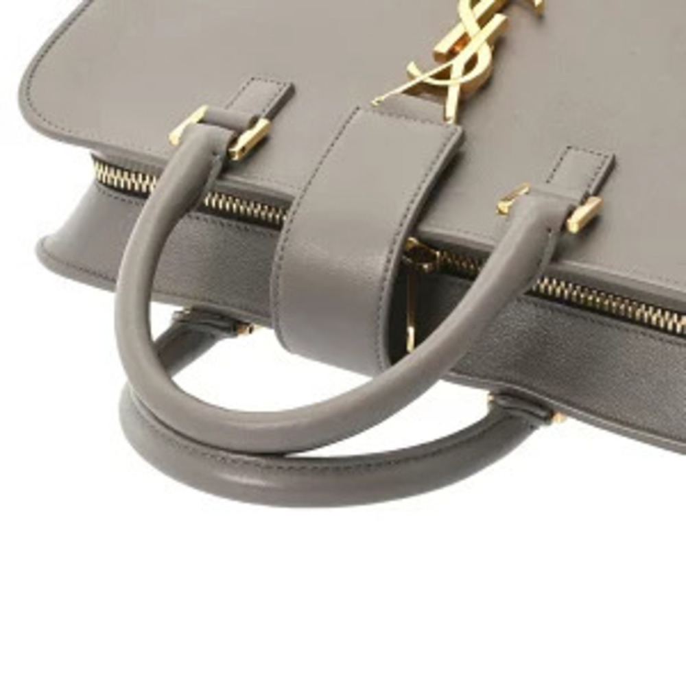 Saint Laurent Baby Cabas Bag Gray Grained Calf Leather Handbag - Picture 3 of 9